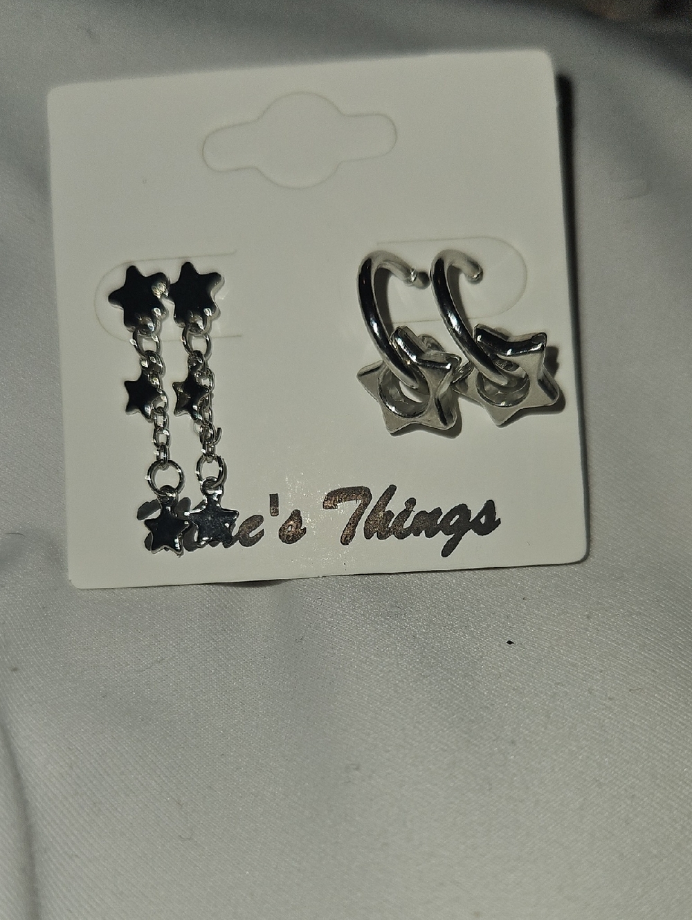 Silver Star Drop & Hoop Earring Set